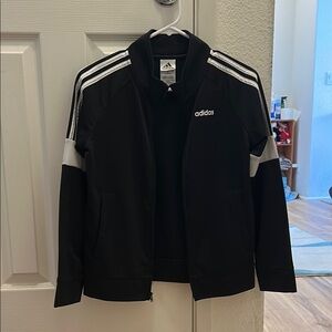 Adidas Black Track Jacket with White Stripes